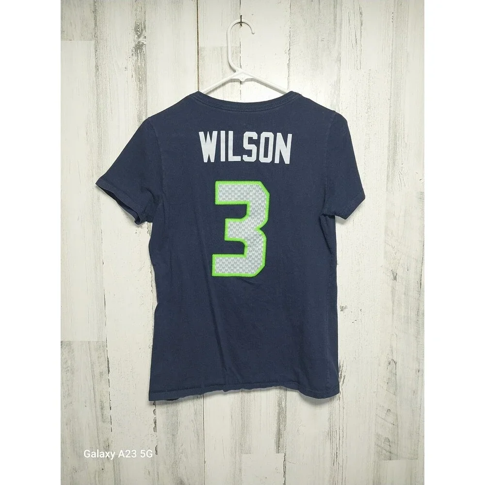 THE NIKE TEE NFL SEATTLE SEAHAWKS WILSON #3 T-SHIRT L Women's Super Bowl XLIX